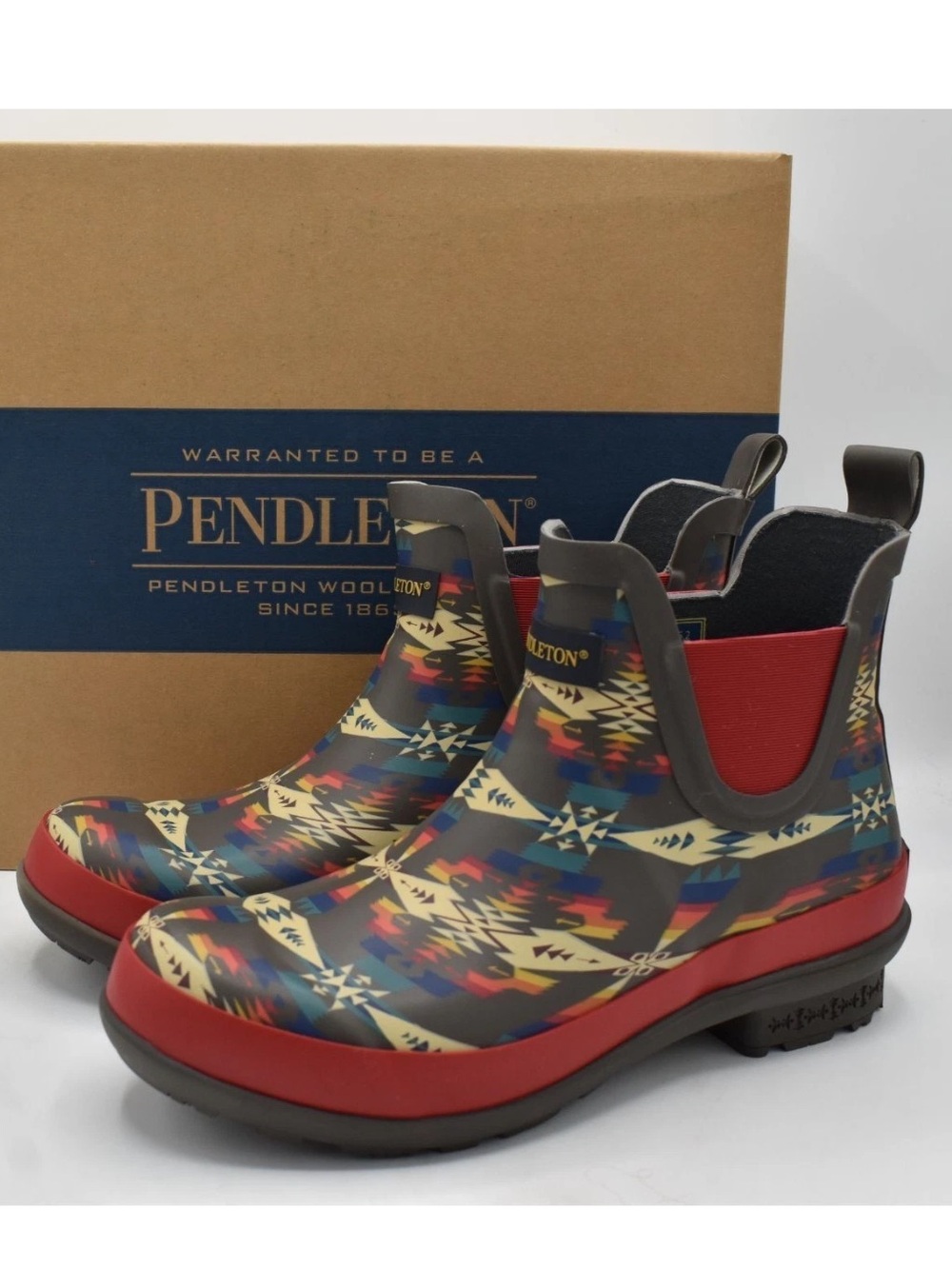 Pendleton Tucson Chelsea Rain Boots Grey Multicolor Azrec Durable Waterproof NEW